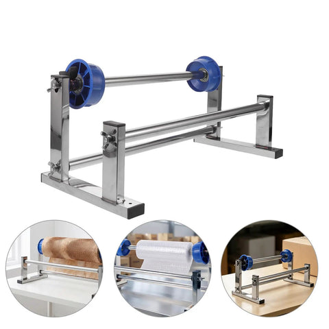 Adjustable Tabletop Stretch Film Dispenser With Cutter Lightweight Metal And Plastic Build Manual Hand Wrap Tool For Cargo And Pallet Wrapping Easy Grab And Go One Hand Operation For Quick Pack Jobs, adjustable tabletop metal frame