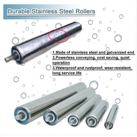 Set Of 11 Heavy Duty Conveyor Support Rollers For Dog & Cat Fence Replacement. Stainless Steel Coyote Wheels, Easy Spring Press Install, 1 In Dia.
