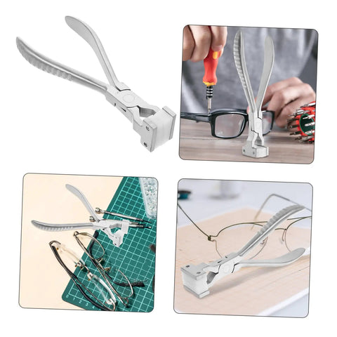 Eyeglass Adjustment Pliers for Nose Pad Screws Quick Fix Tool shown with glasses, ideal for precise repairs and adjustments