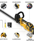 Cordless Hedge Trimmer With Battery And Charger Included, 22 Inch Brushless Electric Handheld Shrub Trimmer, parts labeled