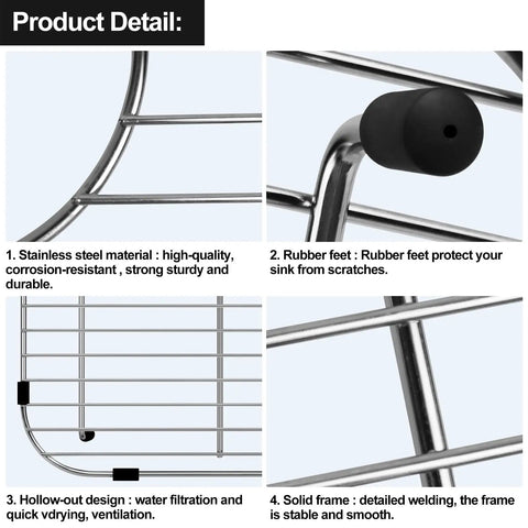 Close-up details of Two Pack 304 Stainless Steel Sink Grids For Rear Drain Sinks Built To Last Durable Kitchen Sink Protectors 13.2 By 11.5 Inches Anti Scratch Metal Rack With Strainer Included
