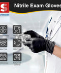 Schneider nitrile exam gloves, black, latex-free and powder-free, large, 100 ct
