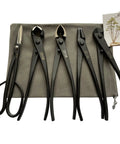 5-Piece Bonsai Tool Set With Knob Cutter, Concave Cutter, Wire Cutter, Jin Pliers, And Bonsai Scissors, Stainless Steel Black Coated