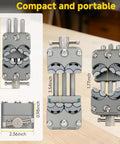 Upgraded Eight Jaw Mini Fractal Vise With 90Mm Wide Opening and Self Adjusting Jaws for Delicate Jewelry, compact dimensions on wooden background.