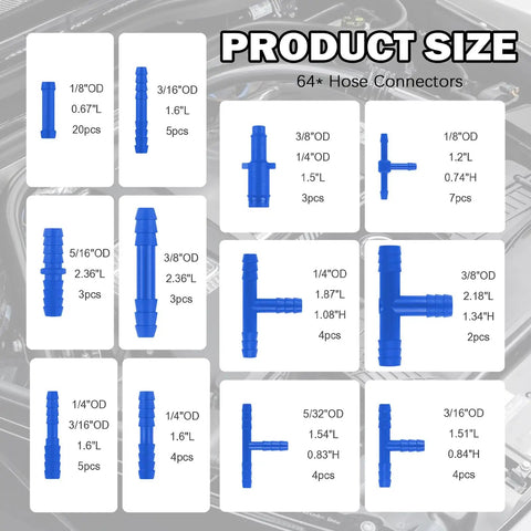 Cool 94 Piece Silicone Vacuum Hose Kit For Auto Repairs Includes 5FT Lines In Six Sizes Plus 64 Connectors And Clamps To Fix Engines Fast Without Breaking A Sweat., blue silicone hose connectors in assorted sizes for auto vacuum repairs