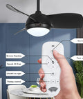 30 Inch Matte Black Ceiling Fan With Lights, Silent Reversible Motor, Remote Control, Dimmable LED Lighting in room setting