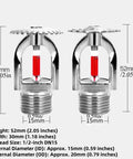 Heavy Duty Fire Sprinkler Head 5 Pack 68C 155F Automatic Temperature Trigger with glass bulb, DN15, 52mm height, chrome finish.