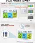 Dual power supply options for All In One Weather Station With 3 Sensors For Indoor And Outdoor Temperature Humidity Barometer Pressure Forecast With Backlight And Alerts For Home Office