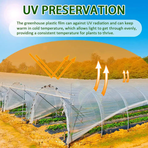 6 Mil Greenhouse Plastic Film Sheeting Cover 8 By 26 Feet UV Resistant Clear Polyethylene Film For Hoop Houses Gardening Farming And Agriculture Tough Transparent Easy To Install
