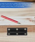 Black L Shaped Stainless Steel 4 Piece Right Angle Brackets For Furniture Support And Desktop Reinforcement with pencil on wood