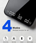 Close-up of Mini Coffee Scale Digital With Four Modes 0.1g Precision Touch Screen LED Display 2099g Max Capacity
