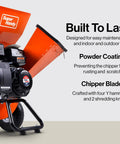 Heavy Duty Wood Chipper Shredder Mulcher 7HP 3 Inch Capacity with side chute and rust-resistant orange design