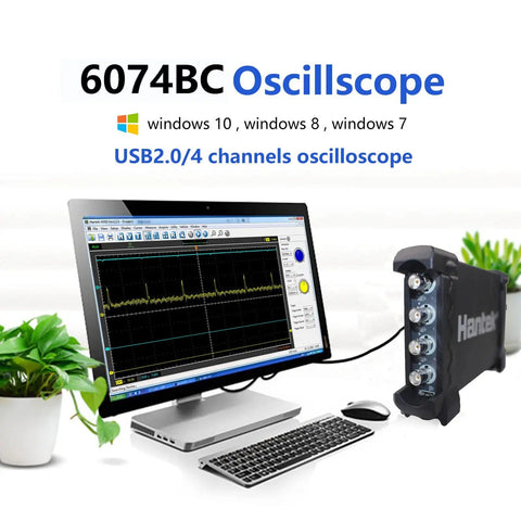 4 Channel Oscilloscope Kit With 70 MHz Bandwidth And 1 GSa Per Second Sampling, 23 Piece Pro Grade Set, Includes Pass Fail Test connected.