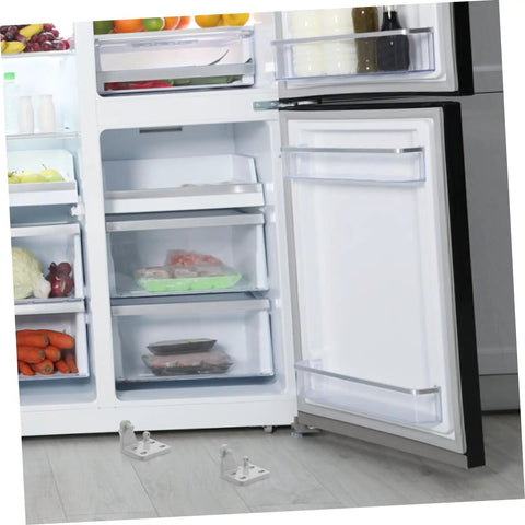 Commercial Grade Metal Refrigerator Door Hinges For Cooler And Freezer With Silky Smooth Motion and Knockout Durability displayed with a fridge.