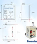 Beefy 750W Brushless Servo Motor With Controller dimensions illustration, front and side views, size details for woodworking machines.