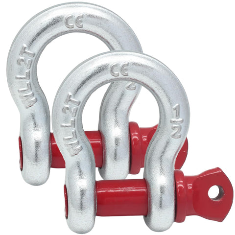 Five Pack Heavy Duty D Ring Anchor Shackles One Half Inch Galvanized Clevis Shackle Screw Pin Two Ton Load Capacity