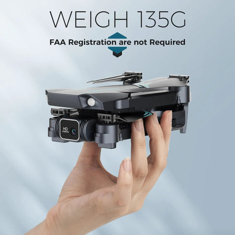 1080P FPV Drone With Camera For Kids And Adults, One Key Takeoff And Landing in hand showing compact size at 135g.