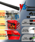 Comparison of double sided magnetic tool holder vs single magnetic circuit for garage workshop jobsite shed kitchen two pack.