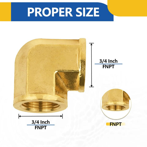 5 Pack Brass Pipe Fittings 90 Degree Street Elbow 3/4 Inch Female NPT X 3/4 Inch Female NPT Elbow Set
