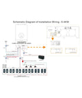 Schematic diagram of installation wiring for Heavy Lifting 6400W 48V Hybrid Solar Inverter With Built In 120A MPPT Charge Controller.