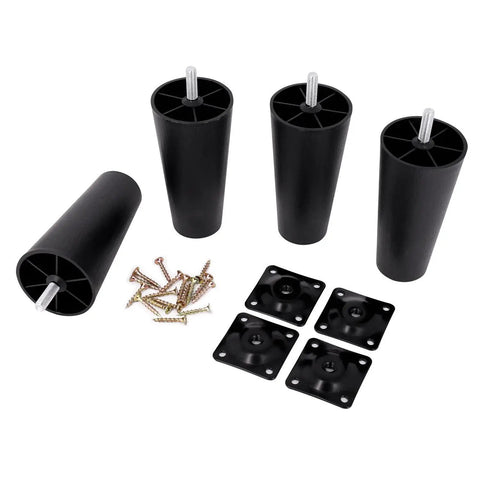 4 Pack 4.6 Inch Plastic Sofa Legs With M8 Screws, Tapered Replacement Furniture Feet for Sofas Couches Chairs Desks and Beds