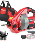 Cordless 25Ft Drain Auger Electric Snake Hair Clog Buster with bag, charger, gloves, for 3/4-2 inch pipes at home use