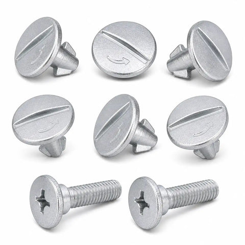 Clean Underbody Splash Shield Fastener Kit Replaces OE 90674ty2a01 showing silver quarter turn pins and M6 bolts.