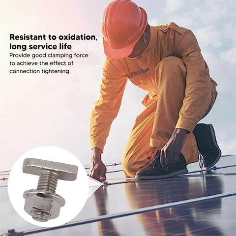 Heavy Hitter M8 X 20 Millimeter T Slot Drop In Hammer Head Stainless Steel Bolts With Ten Flange Nuts For Aluminum Tracks And Solar Rigs Built Tough For No Sweat Job Site Setup