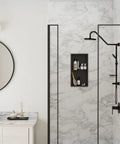Matte Black Shower Niche Shelf 12 X 24 Inches, Ultra Thin 3mm Shelf, 304 Stainless Steel Construction, installed in bathroom