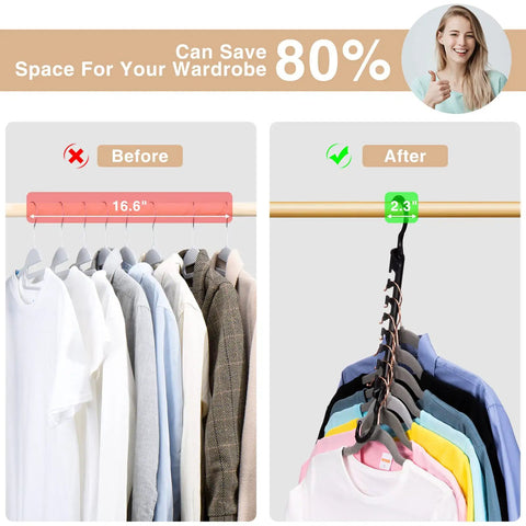 Magic Hangers Space Saving No Brainer 10 Pack Upgraded Sturdy Smart Space Saver Hangers Ultra Premium Black Hooks Triple Closet Space Maximizers For Closet Organization Storage And College Room Essentials