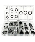 All In One Automotive Bonded Seal Kit, 150 Piece Self Centered Gasket And Oil Washer Set In Zinc Plated Iron, M6 To M24 Sizes, includes storage