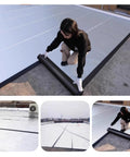 Heavy Duty Asphalt Roof Repair Tape For Sneaky Leaks And Narrow Cracks Waterproof Aluminum Flashing Roll in use on a roof.