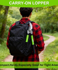 Two In One Garden Pruning Kit With Lopper And Shears attached to backpack, ideal for tree trimming and gardening on the go