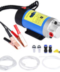 Smooth 12V Oil Extractor Pump For Quick Engine Oil Swaps With Self Priming Gear Mechanism And Suction Tubing and accessories.