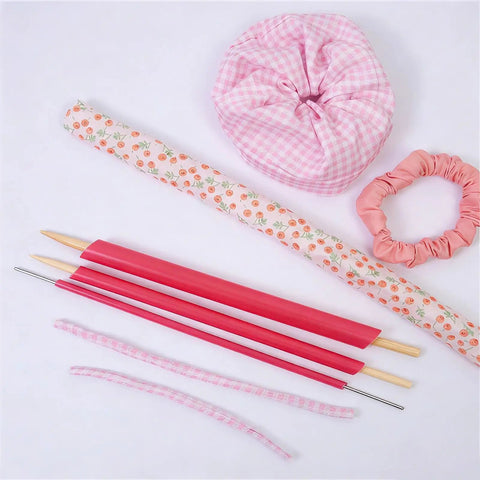 Totally Handy Drawstring Threader And Fabric Turner Kit With Elastic Band Threading Tool For Garment Repair Tailoring And Sewing Projects Easy Turn Durable Metal And Wood Design, sewing tools on white background