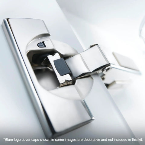 Clip Top Hinge Kit With Motion Soft Close For Frameless Cabinets, full overlay, steel Euro-style hinge close-up