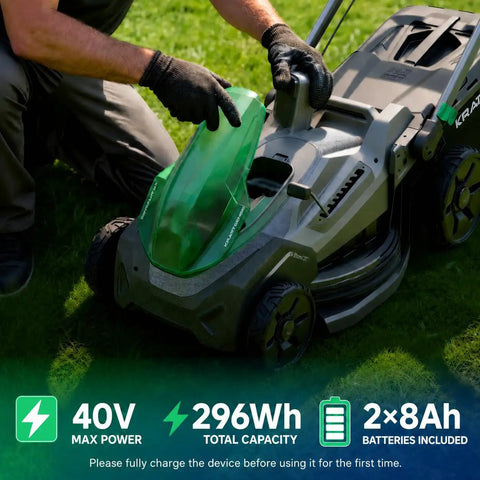 21 Inch 40V Max Brushless Cordless Electric Push Lawn Mower With Dual Battery Power, Two 20V Max 8Ah Packs Delivering 296Wh, Charger Included, Lightweight Handle, Easy Start And Precise Cut Settings For A Tidy Yard.