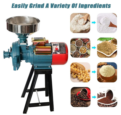 Electric Grain Mill 3000W Grinder For Wet And Dry Cereals Corn And Wheat Milling Heavy Duty Commercial Grain Grinder With Funnel