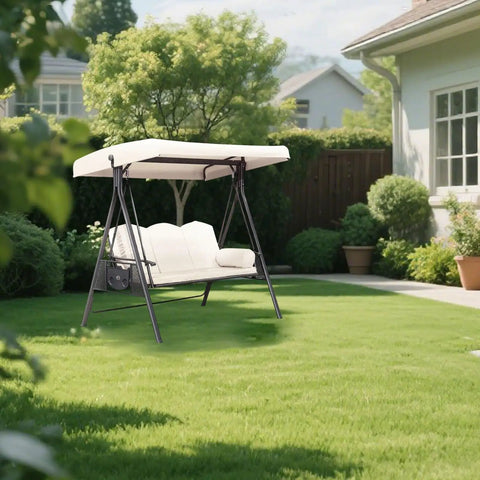 Weatherproof 75 By 47 Inch Universal 3 Seat Swing Canopy Replacement Top Cover For Outdoor Patio Garden Beige Top Only