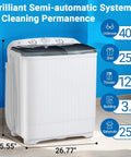 Compact Portable Twin Tub Washer Thirty Two Pounds Semi Auto Model showing dual basins and control dials for laundry use.