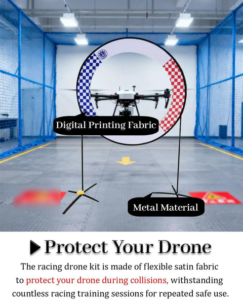 Drone Obstacle Course Kit For Racing Practice With Satin Fabric Hoops 40 To 150 Cm Rings for indoor flight training
