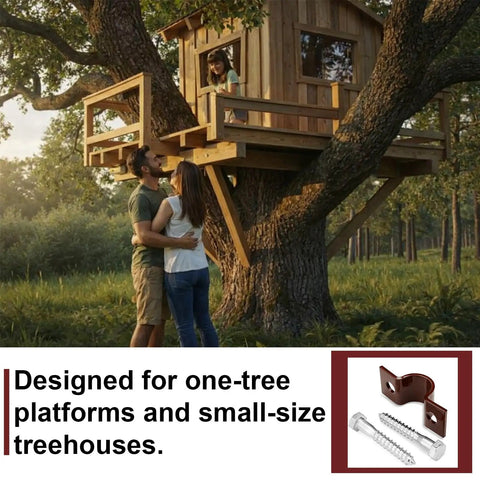 Five Inch Static Uplift Arrestor For Tree Platforms Carbon Steel Bracket With Lag Bolts To Secure Treehouse Fort Tab To Beam And Prevent Movement On Small Trees Easy DIY Installation For Builders And Weekend Warriors