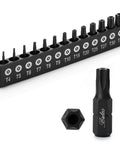 Tamper Proof Torx Bit Set 13 Piece T4 To T40 Security Bits Quarter Inch Drive Built From Industrial Grade S2 Alloy Steel For Durability