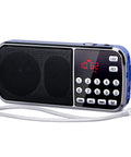 Bluetooth AM FM Portable Radio With Dual Speakers And Heavy Bass LED Flashlight Tiny Pocket Size For Travel Carry Along