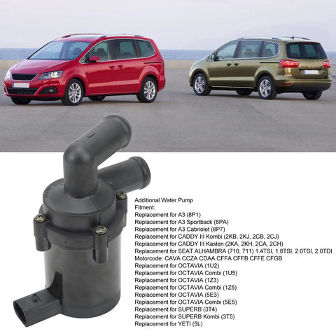 Electric Water Pump 7N0965561B Universal Auxiliary Coolant Circulation System For Seat And Vag Vehicles. High Performance Replacement Heating Part Ensures Sweet Engine Temp Control And Easy Install For Your Ride