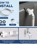 Installation guide for Heavy Duty Portable Washing Machine With Self Draining Pump with inlet hose, adapter, and O-ring details.