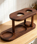 Premium Solid Wood Pour Over Coffee Station With Elevated Dripper Stand, showcasing natural wood finish on kitchen counter.