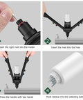 Beefy Heavy Duty 1/4 Inch Rivet Gun Kit with 200 Blind Rivets, 5 Nosepieces, showing insertion and operation steps