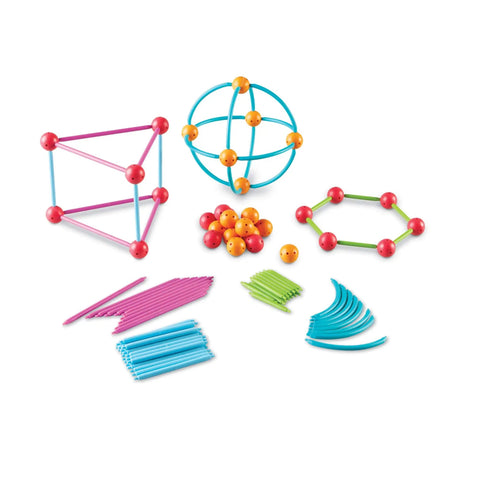 Geometric Shapes Building Set For Kids Ages Five And Up 170 Pieces Kid Friendly Hands On Math Learning Kit with colorful components