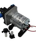 12V RV Fresh Water Diaphragm Pump With 2.3 GPM Flow 50 PSI Auto Shutoff Self Priming Run Dry Safe 6 Ft Long Hose Half Inch NPSM Ports